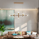 GobekUsa Modern Gold Hanging Light Kit with Clear Glass Orb Shade - 8 Bulbs, Ideal for Dining Room or Island
