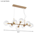 GobekUsa Modern Gold Hanging Light Kit with Clear Glass Orb Shade - 8 Bulbs, Ideal for Dining Room or Island