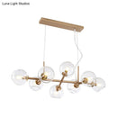 GobekUsa Modern Gold Hanging Light Kit with Clear Glass Orb Shade - 8 Bulbs, Ideal for Dining Room or Island
