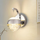 GobekUsa Modern LED Crystal Ball Wall Sconce in Gold/Chrome for Bedroom Lighting