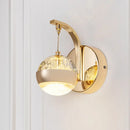 GobekUsa Modern LED Crystal Ball Wall Sconce in Gold/Chrome for Bedroom Lighting