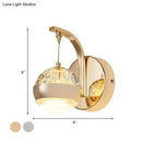 GobekUsa Modern LED Crystal Ball Wall Sconce in Gold/Chrome for Bedroom Lighting