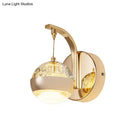 GobekUsa Modern LED Crystal Ball Wall Sconce in Gold/Chrome for Bedroom Lighting