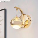 GobekUsa Modern LED Crystal Ball Wall Sconce in Gold/Chrome for Bedroom Lighting