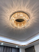 GobekUsa Crystal LED Ceiling Lights Shiny Gold/Chrome Steel E14 Mount Fixtures