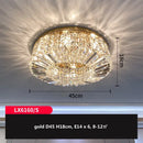 GobekUsa Crystal LED Ceiling Lights Shiny Gold/Chrome Steel E14 Mount Fixtures