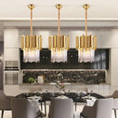 GobekUsa Crystal Pendant Chandelier Gold & Chrome Luxury LED Lighting for Dining Room & Bedroom