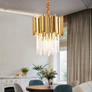 GobekUsa Crystal Pendant Chandelier Gold & Chrome Luxury LED Lighting for Dining Room & Bedroom