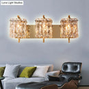GobekUsa Modern Crystal Rectangle Wall Light with 1/2/3 Lights - Flush Mount Wall Sconce in Chrome/Gold for Living Room