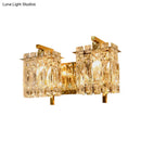 GobekUsa Modern Crystal Rectangle Wall Light with 1/2/3 Lights - Flush Mount Wall Sconce in Chrome/Gold for Living Room