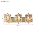 GobekUsa Modern Crystal Rectangle Wall Light with 1/2/3 Lights - Flush Mount Wall Sconce in Chrome/Gold for Living Room