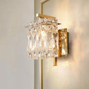 GobekUsa Modern Crystal Rectangle Wall Light with 1/2/3 Lights - Flush Mount Wall Sconce in Chrome/Gold for Living Room