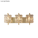 GobekUsa Modern Crystal Rectangle Wall Light with 1/2/3 Lights - Flush Mount Wall Sconce in Chrome/Gold for Living Room