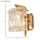 GobekUsa Modern Crystal Rectangle Wall Light with 1/2/3 Lights - Flush Mount Wall Sconce in Chrome/Gold for Living Room