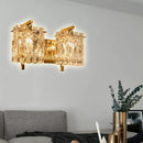 GobekUsa Modern Crystal Rectangle Wall Light with 1/2/3 Lights - Flush Mount Wall Sconce in Chrome/Gold for Living Room