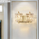 GobekUsa Modern Crystal Rectangle Wall Light with 1/2/3 Lights - Flush Mount Wall Sconce in Chrome/Gold for Living Room