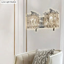GobekUsa Modern Crystal Rectangle Wall Light with 1/2/3 Lights - Flush Mount Wall Sconce in Chrome/Gold for Living Room