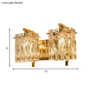 GobekUsa Modern Crystal Rectangle Wall Light with 1/2/3 Lights - Flush Mount Wall Sconce in Chrome/Gold for Living Room