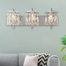 GobekUsa Modern Crystal Rectangle Wall Light with 1/2/3 Lights - Flush Mount Wall Sconce in Chrome/Gold for Living Room