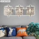GobekUsa Modern Crystal Rectangle Wall Light with 1/2/3 Lights - Flush Mount Wall Sconce in Chrome/Gold for Living Room