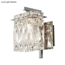 GobekUsa Modern Crystal Rectangle Wall Light with 1/2/3 Lights - Flush Mount Wall Sconce in Chrome/Gold for Living Room
