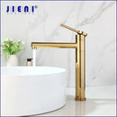 GobekUsa Gold Plated & Chrome Basin Faucet with Long Spout, Single Handle Mixer