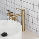 GobekUsa Gold Plated & Chrome Basin Faucet with Long Spout, Single Handle Mixer