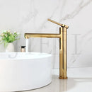 GobekUsa Gold Plated & Chrome Basin Faucet with Long Spout, Single Handle Mixer