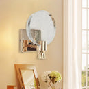 GobekUsa Modern Circle Panel LED Wall Lamp with Bubble Crystal in Gold, 5"/6" Wide
