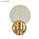 GobekUsa Modern Circle Panel LED Wall Lamp with Bubble Crystal in Gold, 5"/6" Wide