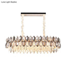 GobekUsa Modern Gold Circle Suspension Pendant Light with Clear Crystal Prisms - 12-Head Island Lighting Fixture