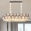 GobekUsa Modern Gold Circle Suspension Pendant Light with Clear Crystal Prisms - 12-Head Island Lighting Fixture