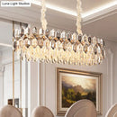 GobekUsa Modern Gold Circle Suspension Pendant Light with Clear Crystal Prisms - 12-Head Island Lighting Fixture