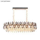 GobekUsa Modern Gold Circle Suspension Pendant Light with Clear Crystal Prisms - 12-Head Island Lighting Fixture