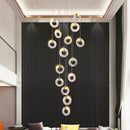 GobekUsa Circular Crystal Led Chandelier Luxury Modern Villa Staircase Living Room Decor Fixtur