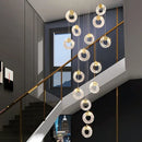 GobekUsa Circular Crystal Led Chandelier Luxury Modern Villa Staircase Living Room Decor Fixtur