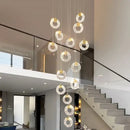 GobekUsa Circular Crystal Led Chandelier Luxury Modern Villa Staircase Living Room Decor Fixtur