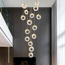 GobekUsa Circular Crystal Led Chandelier Luxury Modern Villa Staircase Living Room Decor Fixtur