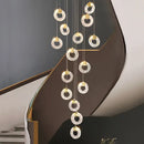 GobekUsa Circular Crystal Led Chandelier Luxury Modern Villa Staircase Living Room Decor Fixtur