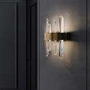 GobekUsa Modern LED Gold Wall Sconce with Clear Crystal Bar and Stylish Metal Shade
