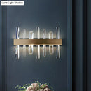 GobekUsa Modern LED Gold Wall Sconce with Clear Crystal Bar and Stylish Metal Shade