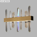 GobekUsa Modern LED Gold Wall Sconce with Clear Crystal Bar and Stylish Metal Shade