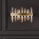 GobekUsa Modern LED Gold Wall Sconce with Clear Crystal Bar and Stylish Metal Shade