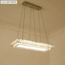 GobekUsa Modern LED Suspension Light: Clear Crystal Rectangle Blocks for Dinning Room & Kitchen Island