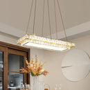 GobekUsa Modern LED Suspension Light: Clear Crystal Rectangle Blocks for Dinning Room & Kitchen Island