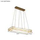 GobekUsa Modern LED Suspension Light: Clear Crystal Rectangle Blocks for Dinning Room & Kitchen Island