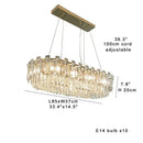 GobekUsa Clear Crystal Oval Chandelier | Luxury Dining Room Light | Height Adjustable Hanglamp
