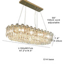 GobekUsa Clear Crystal Oval Chandelier | Luxury Dining Room Light | Height Adjustable Hanglamp