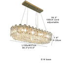 GobekUsa Clear Crystal Oval Chandelier | Luxury Dining Room Light | Height Adjustable Hanglamp