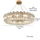 GobekUsa Clear Crystal Oval Chandelier | Luxury Dining Room Light | Height Adjustable Hanglamp